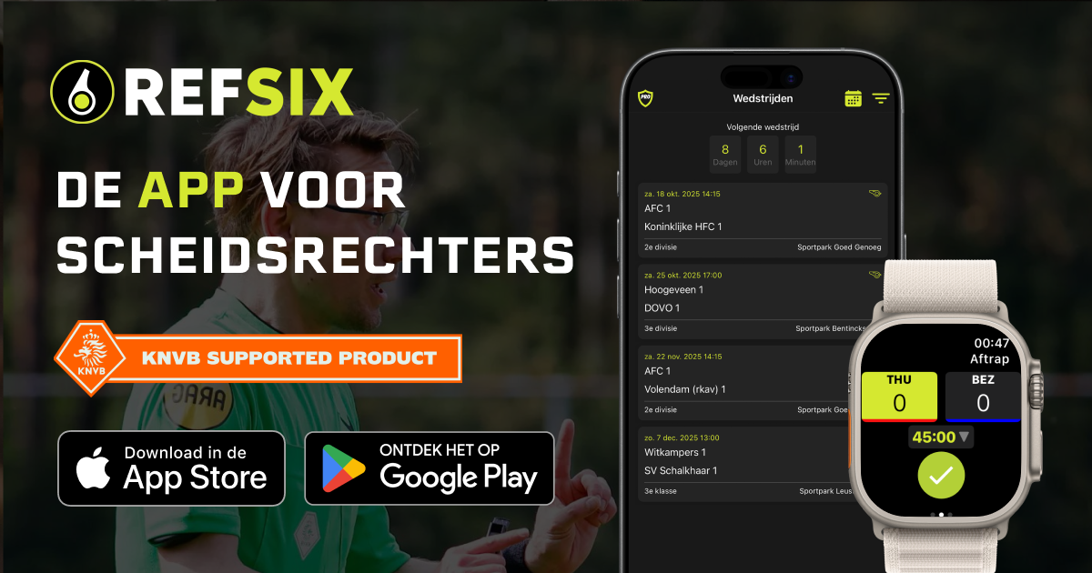 Scheidsrechters app REFSIX nieuw KNVB supported product